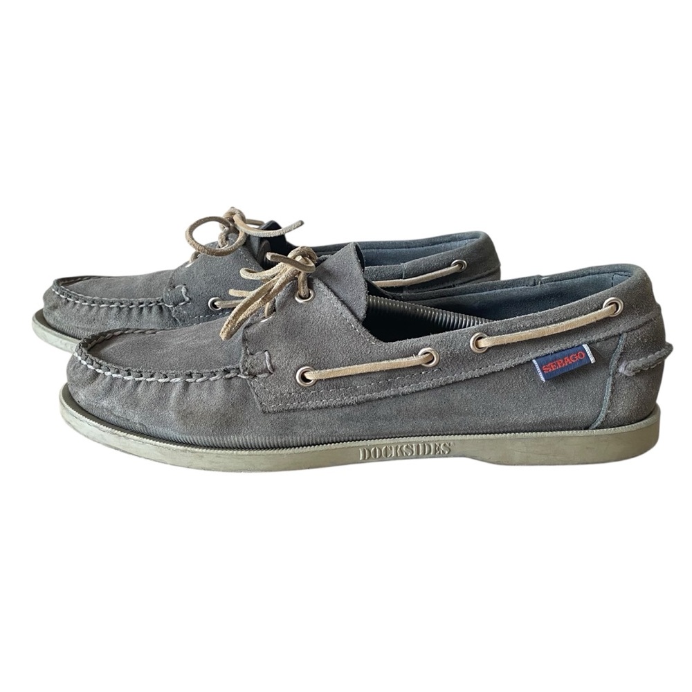 Sebago Docksides Crazy H Suede Boat Shoe Mens 10.5 M Gray Coastal Lace Up Rubber